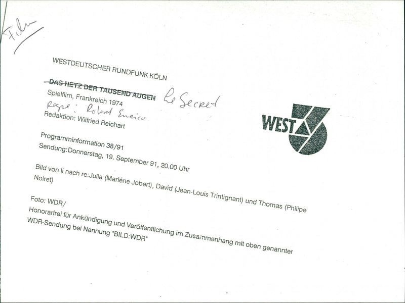 Marlène Jobert, Jean-Louis Trintignant and Philippe Noiret - Le secret - Vintage Photograph