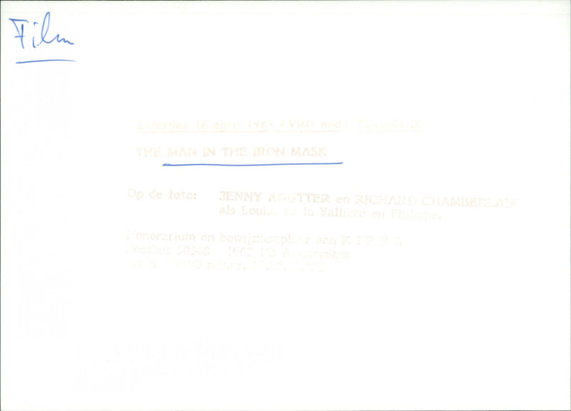 1977 TV MOVIE: The Man in the Iron Mask - Vintage Photograph