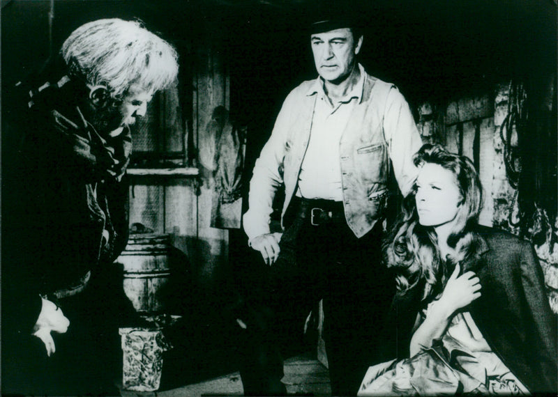 Gary Cooper, Lee J. Cobb, and Julie London in the 1958 western film "The Man of the West". - Vintage Photograph