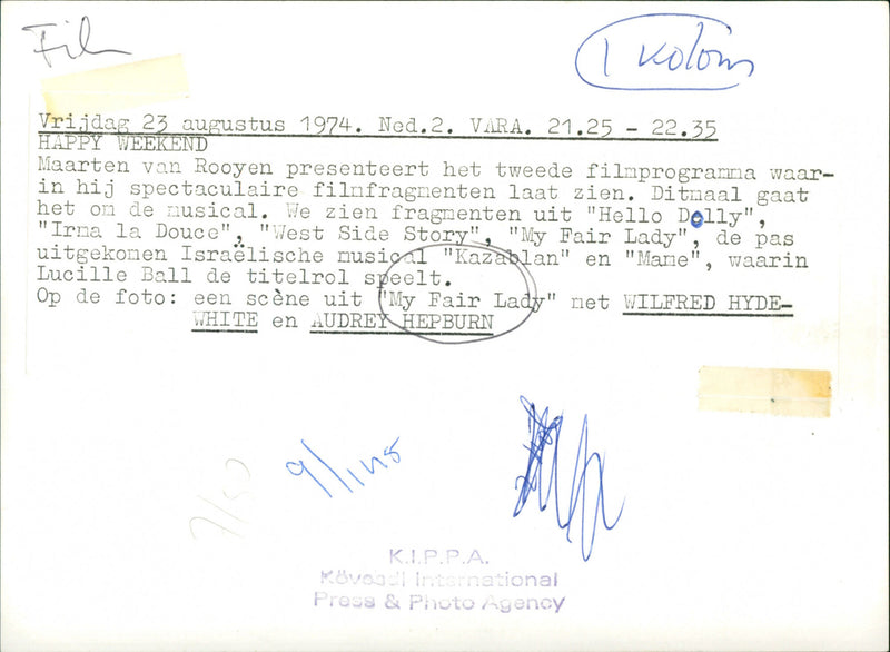 Audrey Hepburn and Wilfred Hyde-White - My Fair Lady - Vintage Photograph