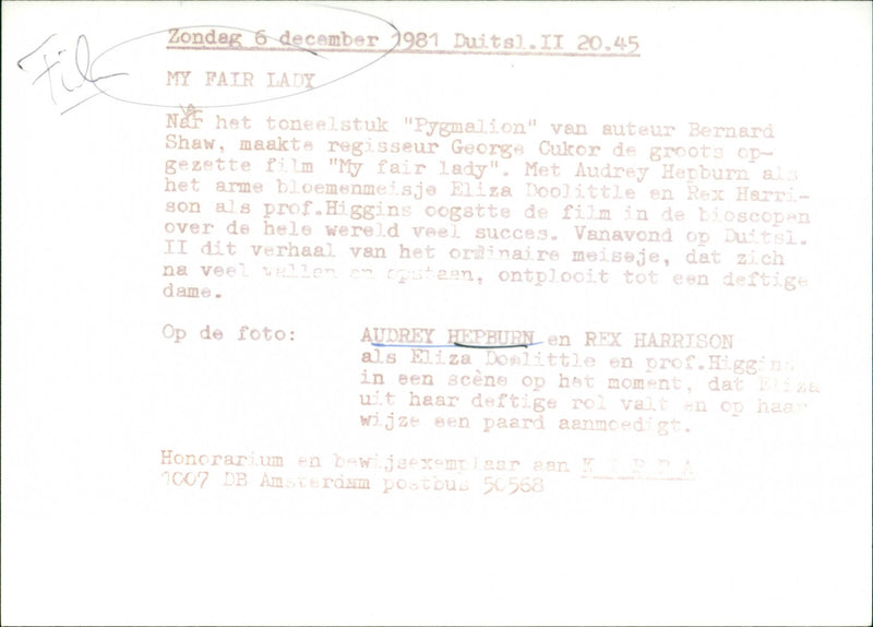 Audrey Hepburn and Rex Harrison - My Fair Lady - Vintage Photograph