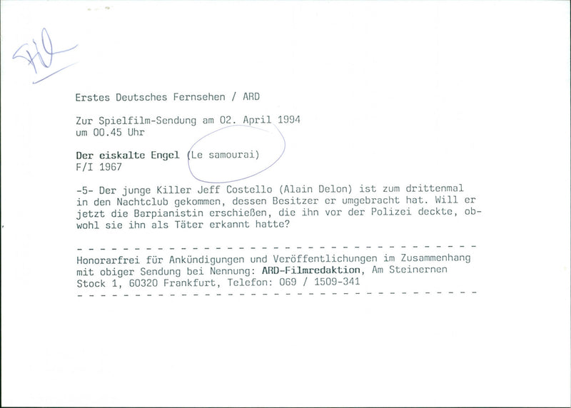 Alain Delon - Le Samourai - Vintage Photograph