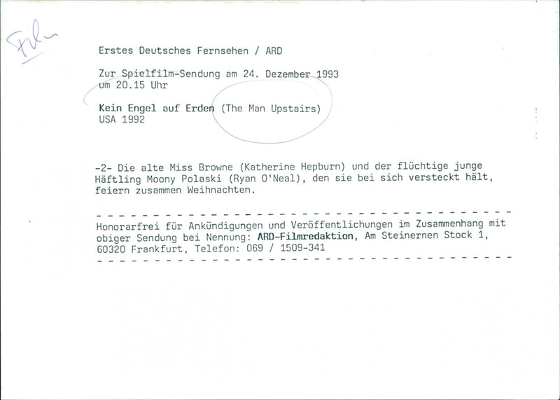 1992 MOVIE: The Man Upstairs - Vintage Photograph