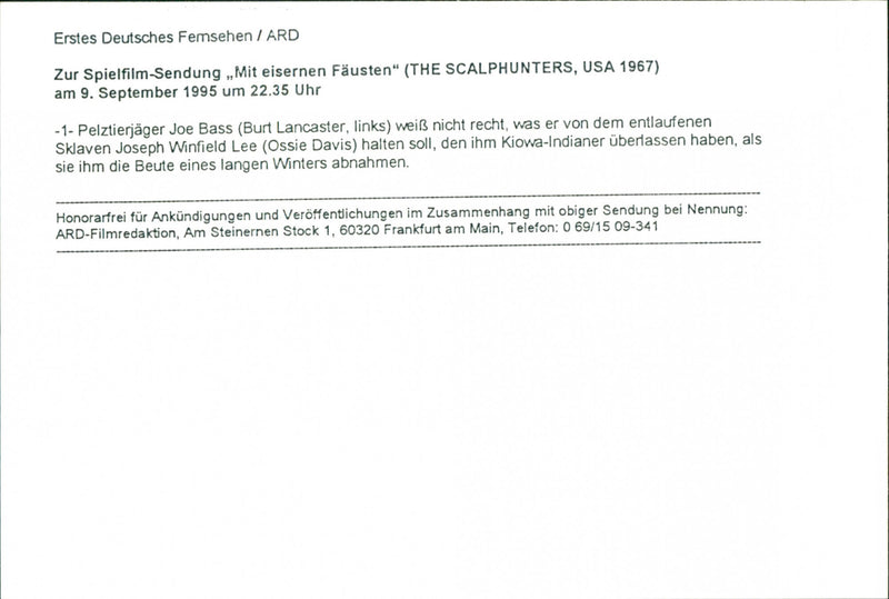 Burt Lancaster and Ossie Davis - The Scalphunters - Vintage Photograph