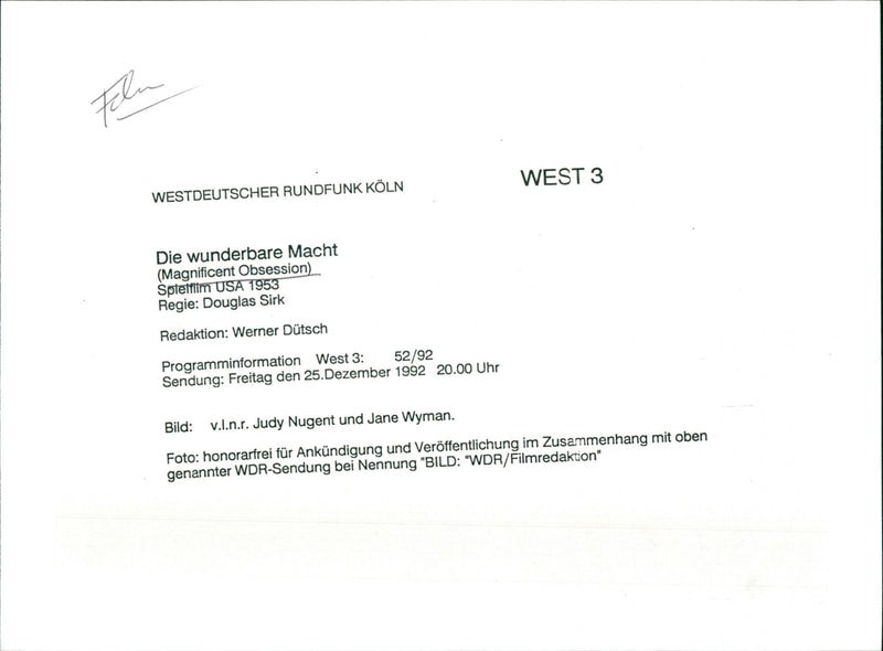 Judy Nugent and Jane Wyman - Magnificent Obsession - Vintage Photograph