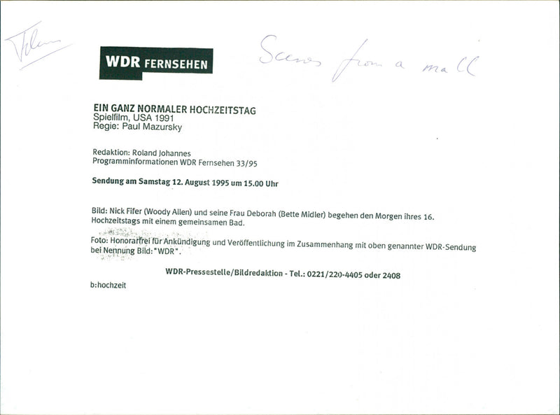 Woody Allen and Bette Midler - Scenes From a Mall - Vintage Photograph