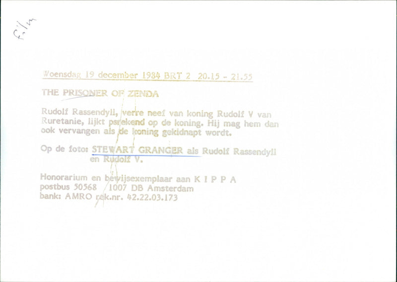Stewart Granger stars as Rudolf Rassendyll and Rudolf V in the film adaptation of "The Prisoner of Zenda". - Vintage Photograph