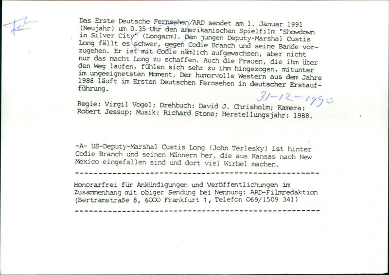 Longarm - Showdown in Silver City - Vintage Photograph