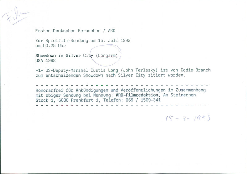 John Terlesky as Custis Long - Vintage Photograph