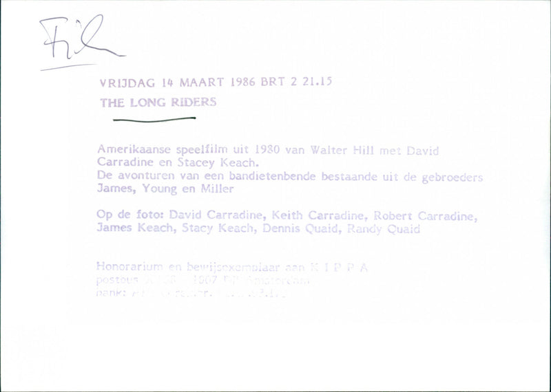 David Carradine, Keith Carradine, Robert Carradine, James Keach, Stacy Keach, Dennis Quaid and Randy Quaid - The Long Riders - Vintage Photograph