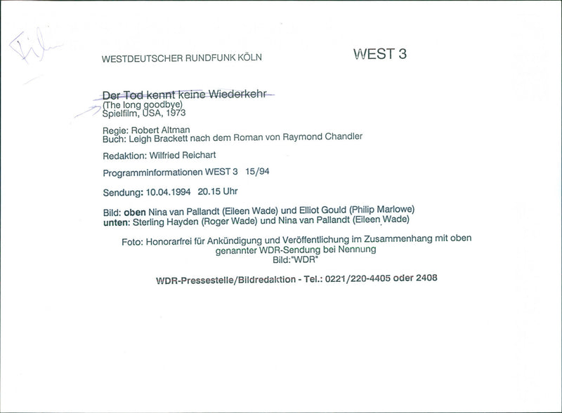 Nina van Pallandt, Elliot Gould and Sterling Hayden - The Long Goodbye - Vintage Photograph