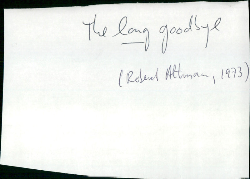 The Long Goodbye - Vintage Photograph