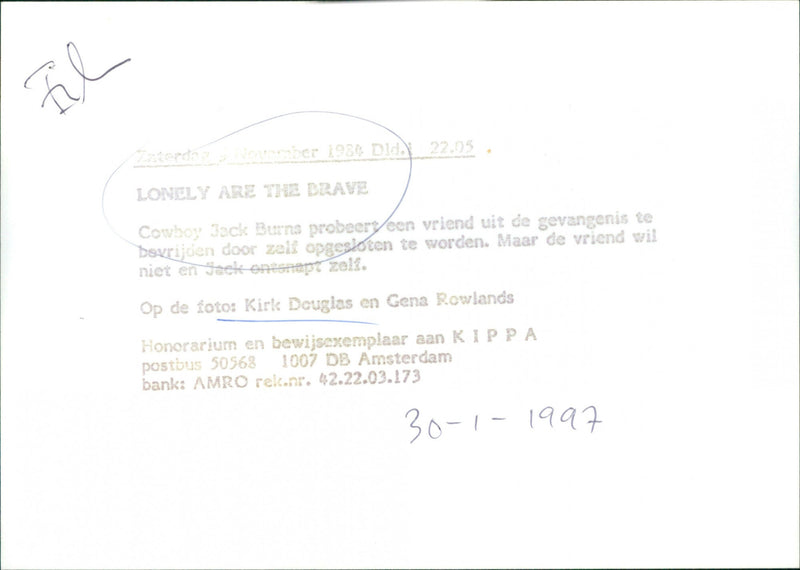 Kirk Douglas and Gena Rowlands - Vintage Photograph