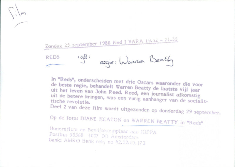 Diane Keaton and Warren Beatty - Reds - Vintage Photograph