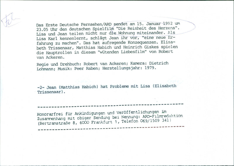 Matthias Habich and Elisabeth Trissenaar - Die Reinheit des Herzens - Vintage Photograph