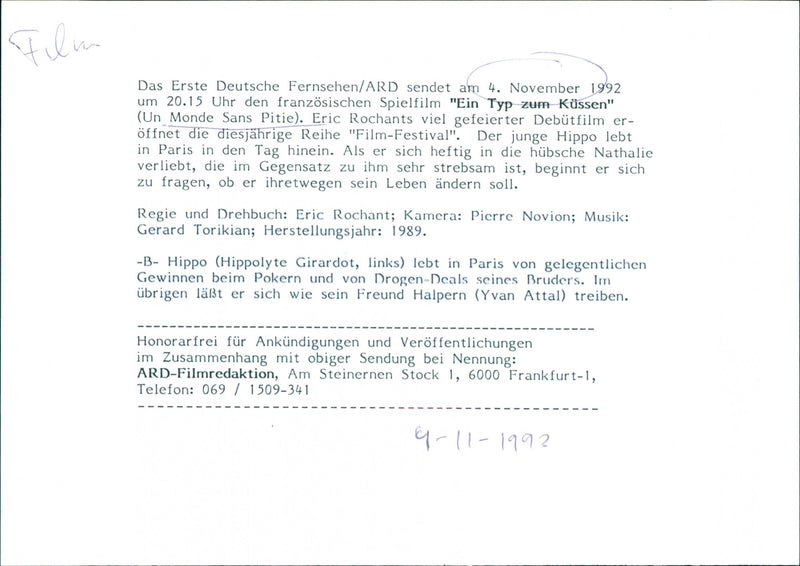 Hippolyte Girardot and Yvan Attal - Un monde sans pitié - Vintage Photograph