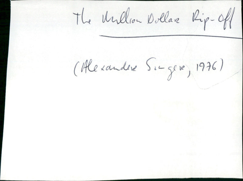 The Million Dollar Rip-Off - Vintage Photograph