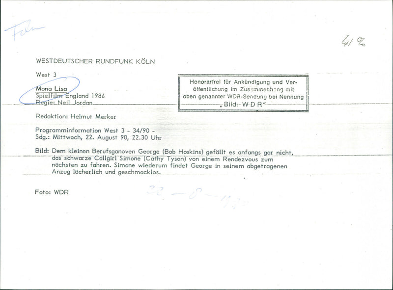 Bob Hoskins and Cathy Tyson - Mona Lisa - Vintage Photograph