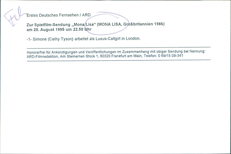 Cathy Tyson - Mona Lisa - Vintage Photograph