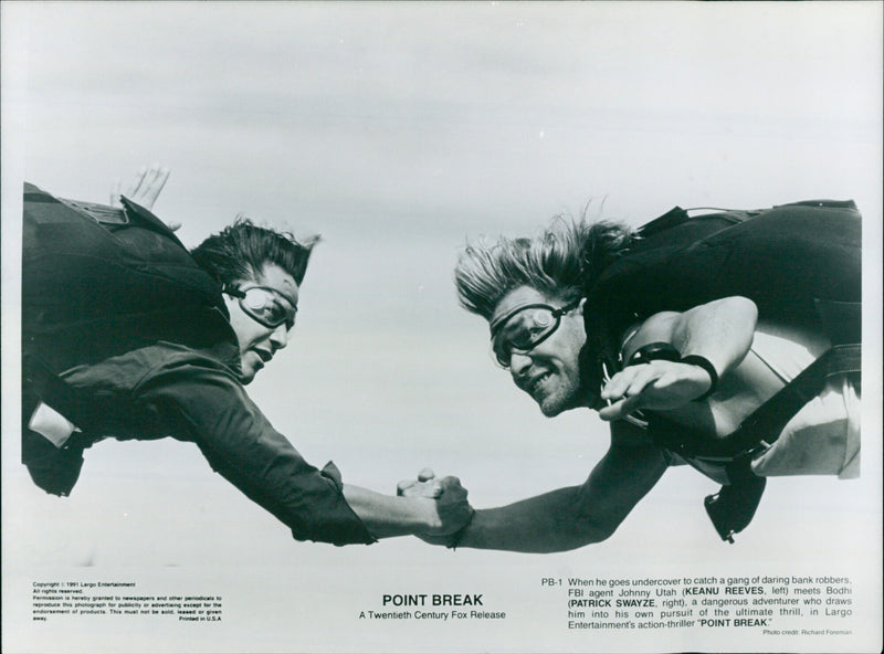 Keanu Reeves and Patick Swayze - Point Break - Vintage Photograph