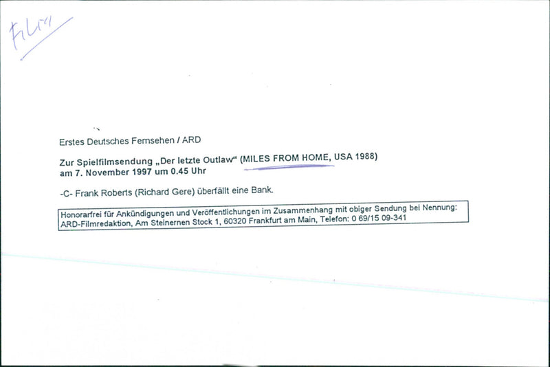 Richard Gere - Miles From Home - Vintage Photograph