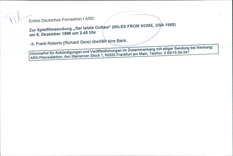 Richard Gere in "Miles From Home" - Vintage Photograph