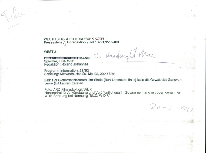 Burt Lancaster and Ed Lauter - The Midnight Man - Vintage Photograph