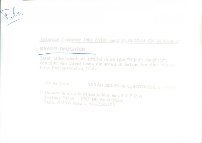 Sarah Miles and Christopher Jones - Ryan's Daughter - Vintage Photograph