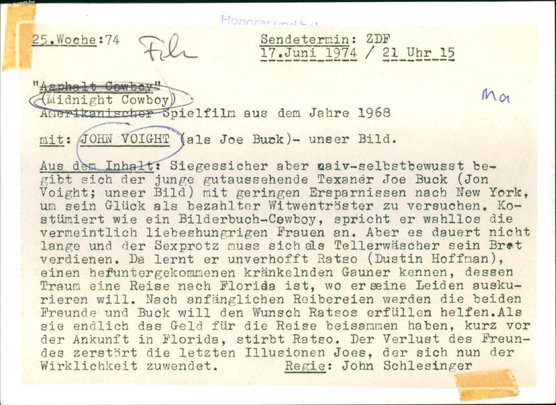 Jon Voight in "Midnight Cowboy". - Vintage Photograph