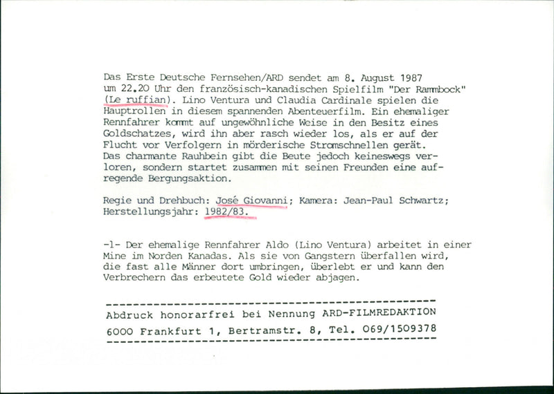 Lino Ventura - Le ruffian - Vintage Photograph