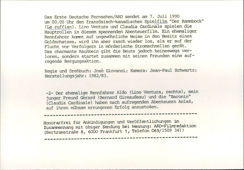 Lino Ventura, Bernard Giraudeau and Claudia Cardinale - Le ruffian - Vintage Photograph