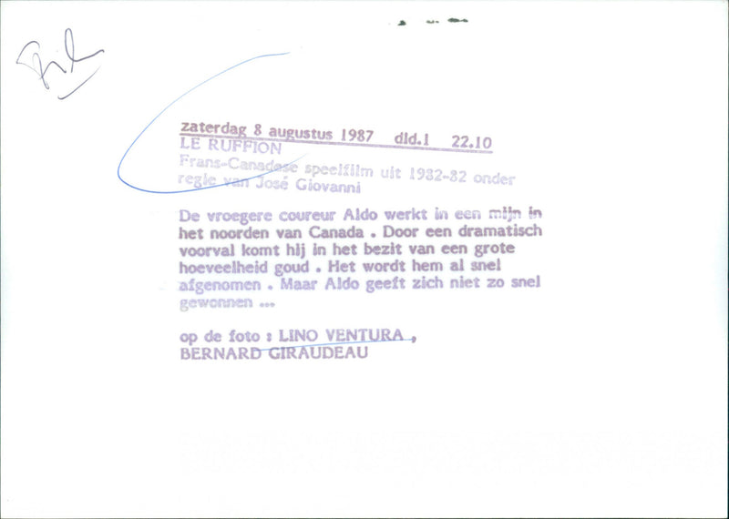 Lino Ventura and Bernard Giraudeau - Le rufffian - Vintage Photograph