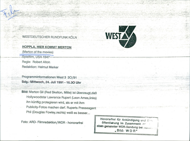 Red Skelton, Leon Ames and Douglas Fowley - Merton of the Movies - Vintage Photograph