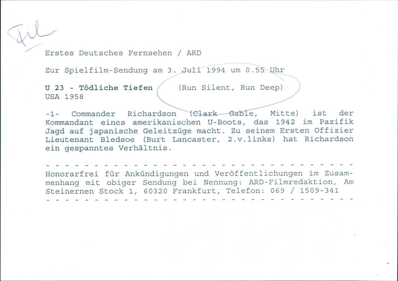 Clark Gable and Burt Lancaster - Run Silent, Run Deep - Vintage Photograph