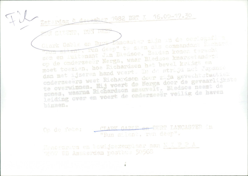 Clark Gable and Burt Lancaster - Run Silent, Run Deep - Vintage Photograph