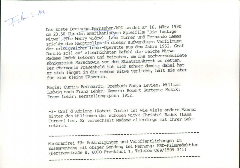 Robert Coote and Lana Turner - The Merry Widow (1952) - Vintage Photograph