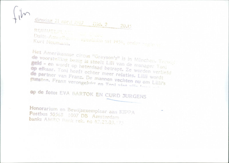 Curd Jürgens and Eva Bartok - Rummelplatz der Liebe - Vintage Photograph