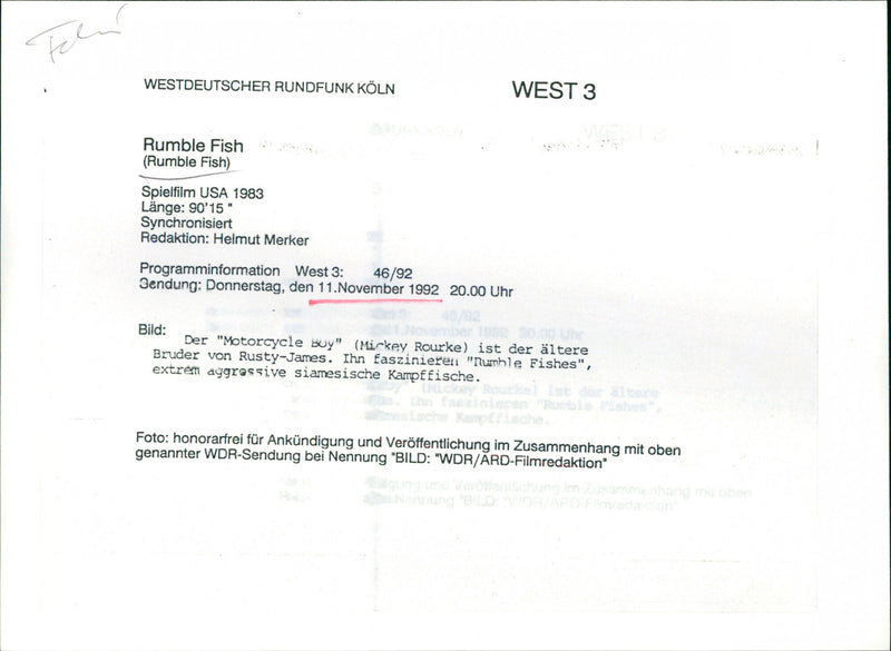 Mickey Rourke - Rumble Fish - Vintage Photograph