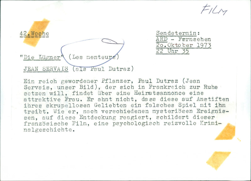 Jean Servais - Les Menteurs - Vintage Photograph