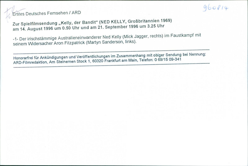 Mick Jagger and Martyn Sanderson - Ned Kelly - Vintage Photograph