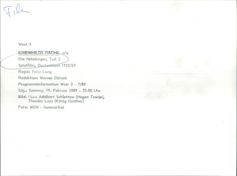 Die Nibelungen - Vintage Photograph