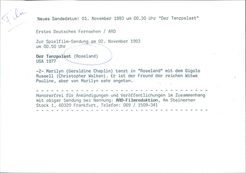 Christopher Walken and Geraldine Chaplin - Roseland - Vintage Photograph