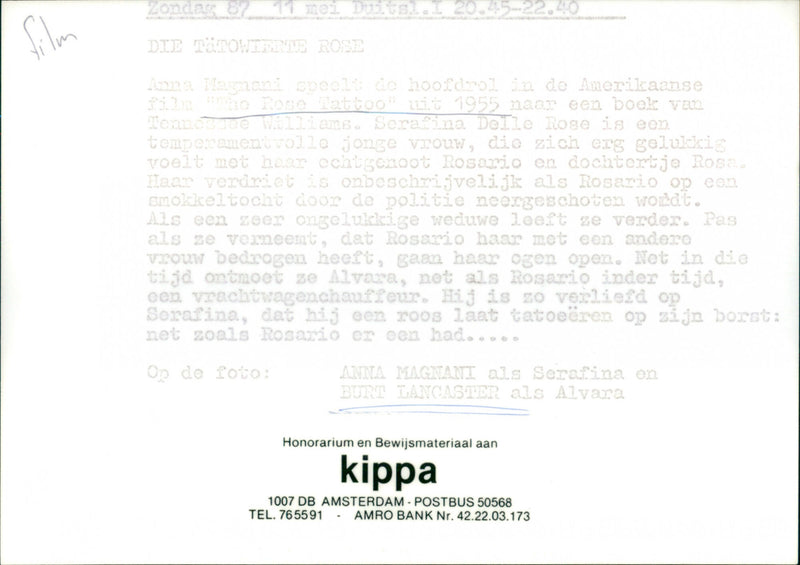 Anna Magnani and Burt Lancaster - The Rose Tattoo - Vintage Photograph