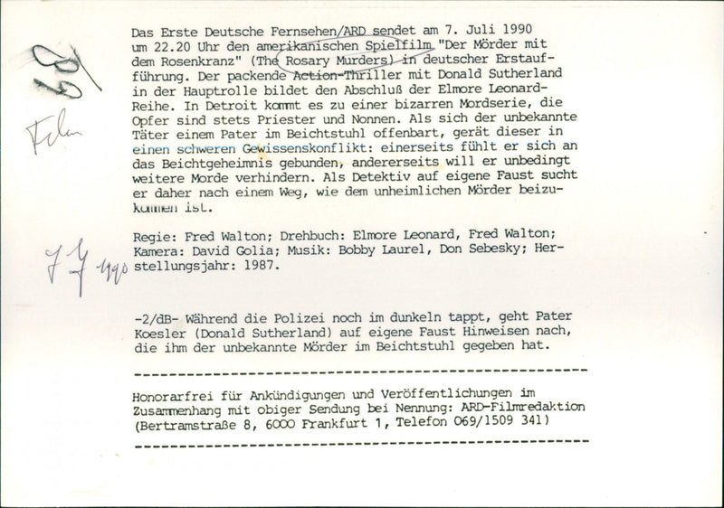 The Rosary Murders - Vintage Photograph