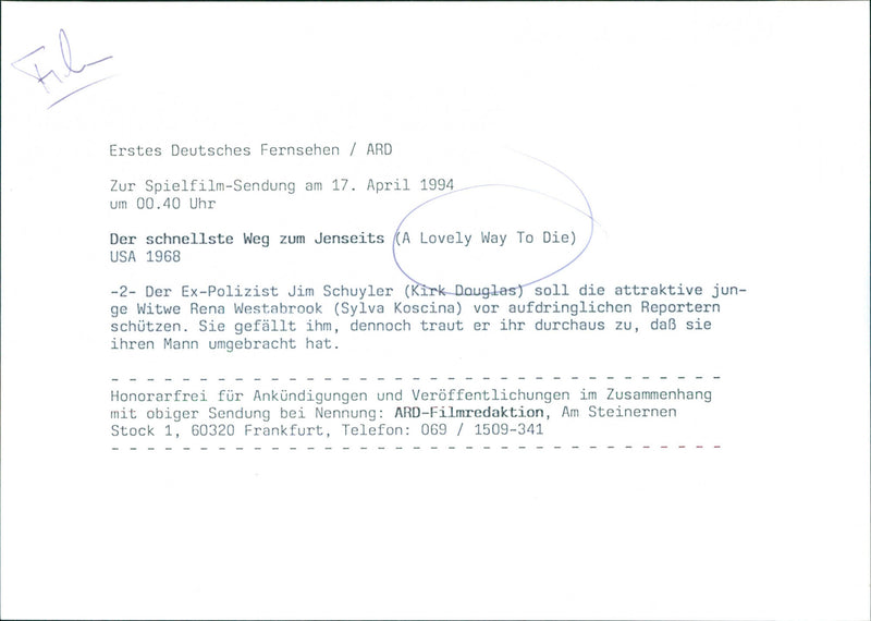 Kirk Douglas and Sylva Koscina - A Lovely Way to Die - Vintage Photograph