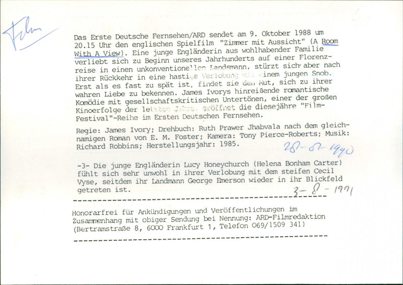 Helena Bonham Carter - A Room with a View - Vintage Photograph