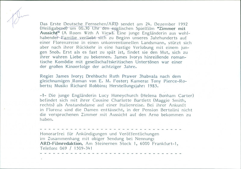 Helena Bonham Carter and Maggie Smith - A Room with a View - Vintage Photograph