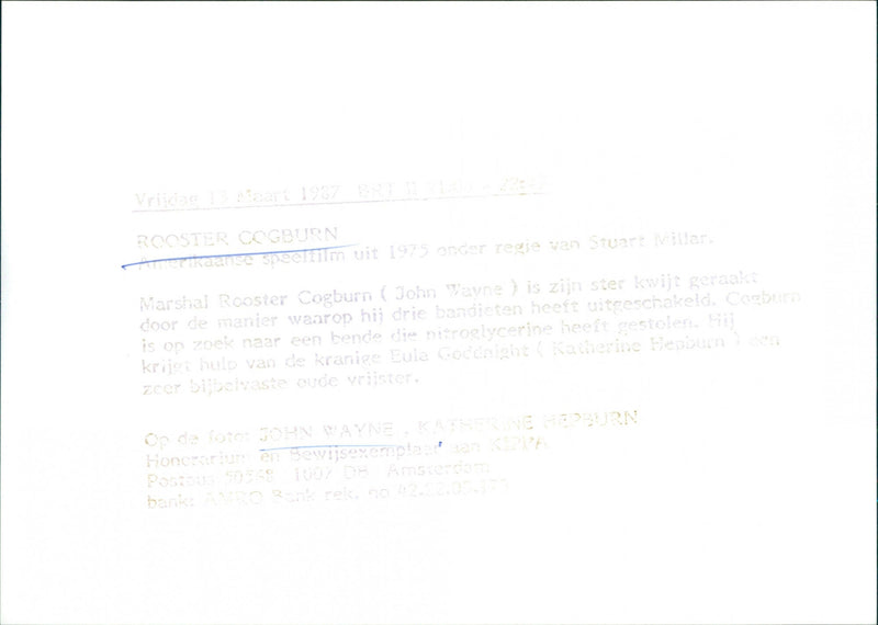 John Wayne and Katharine Hepburn - Rooster Cogburn - Vintage Photograph