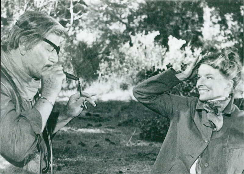 John Wayne and Katharine Hepburn - Rooster Cogburn - Vintage Photograph
