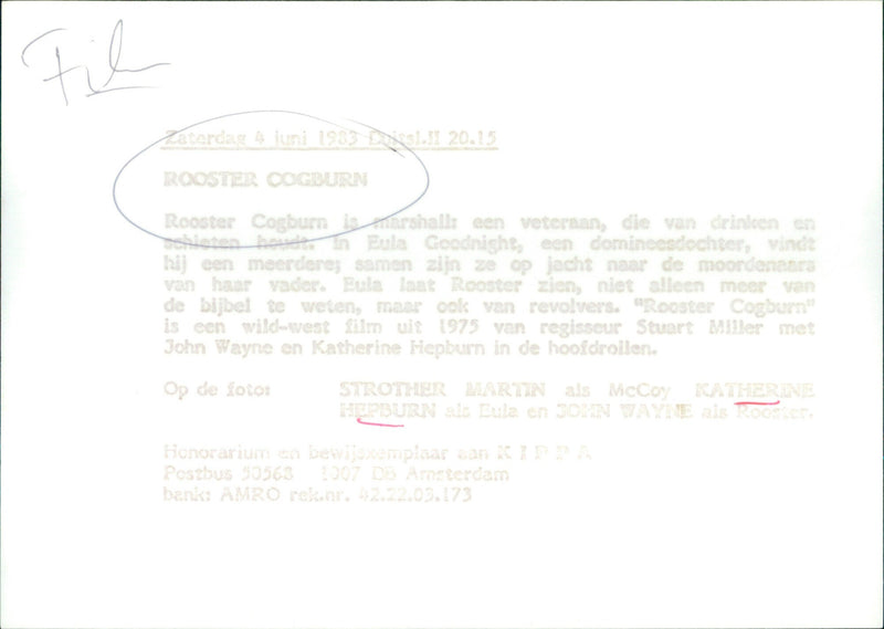 Strother Martin, Katharine Hepburn and John Wayne - Rooster Cogburn - Vintage Photograph